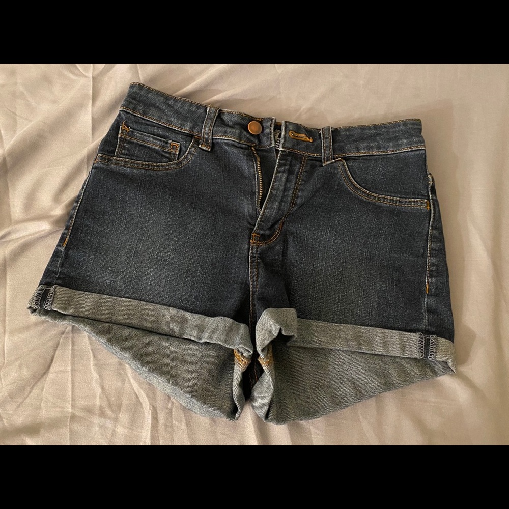 F21 high-waisted jean shorts